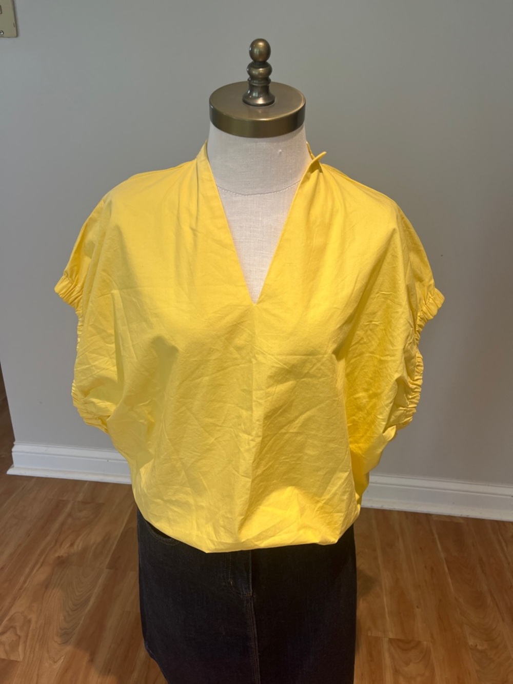 NEW! Frances Valentine poplin Yellow V-Neck Dolman Sleeve Top size M
